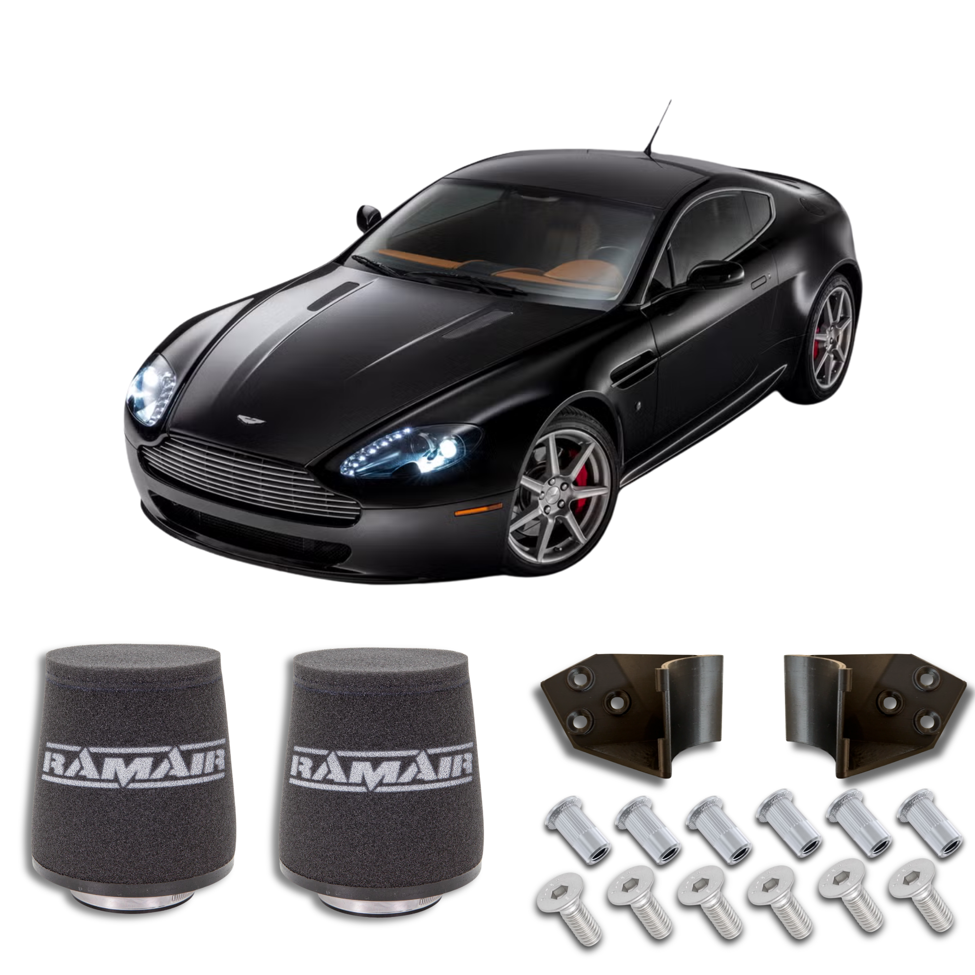 Aston Martin V8 Vantage  4.3/4.7 Air Filter Intake Kit - Integral Velocity Stack + Carbon MAF Bracket